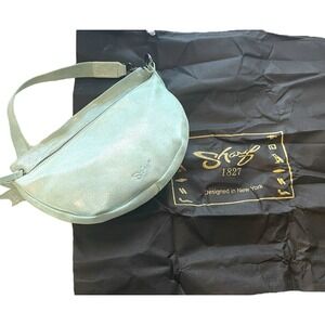 Sharif 1827 Metallic Mint Green Crescent Crossbody Half Moon Leather Bag NWT